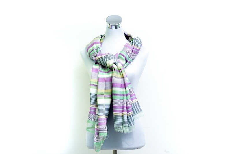 Organza Silk-Cotton Handloom Scarf - Weft Multicolour