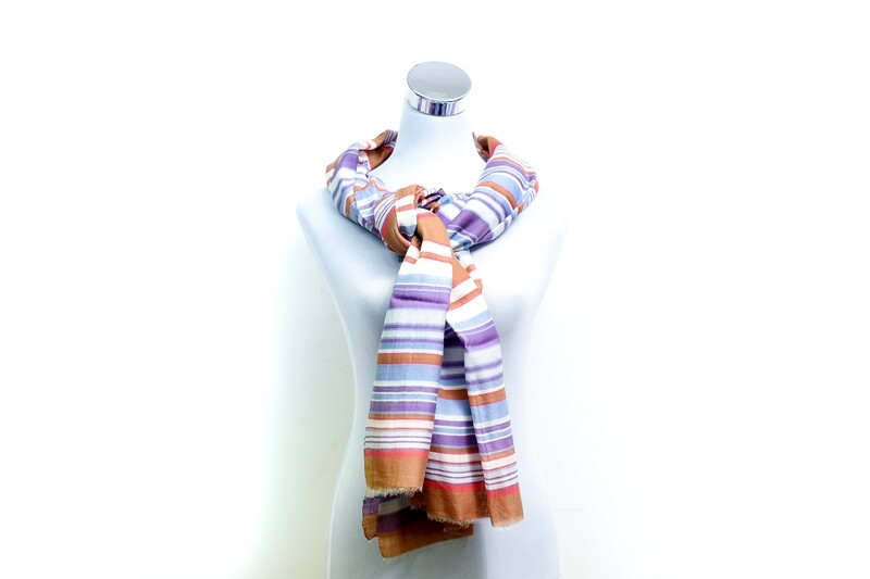 Organza Silk-Cotton Handloom Scarf - Weft Multicolour