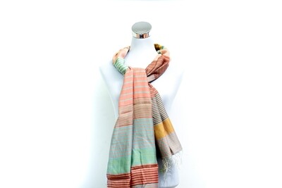 Organza Silk-Cotton Handloom Scarf - Weft Multicolour
