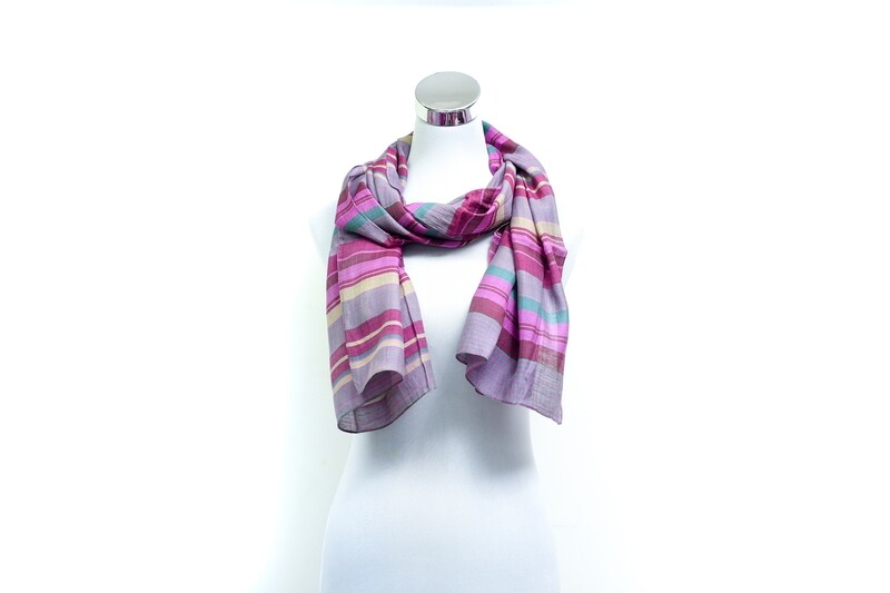 Organza Silk-Cotton Handloom Scarf - Weft Multicolour