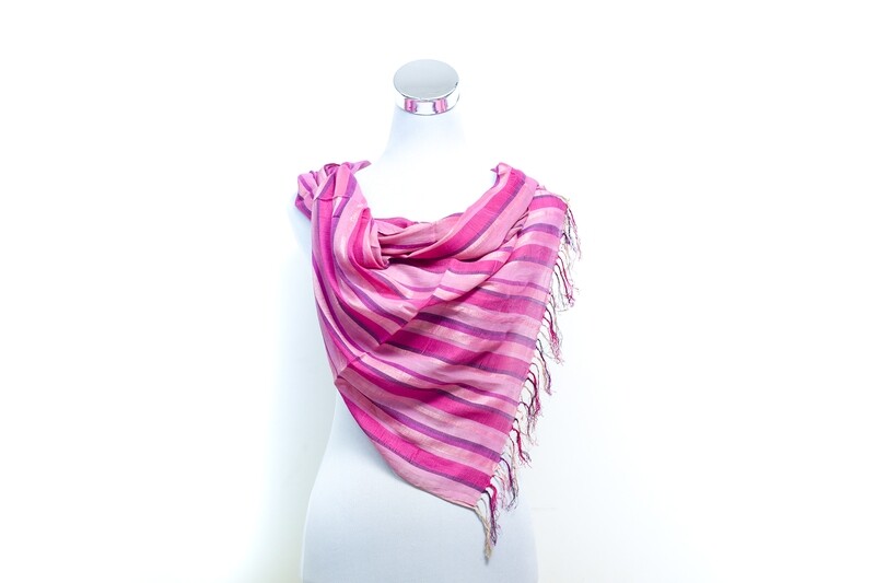 Cotton-Viscose -Warp Stripe Handloom Scarf -Razzmatazz &amp; Carissma