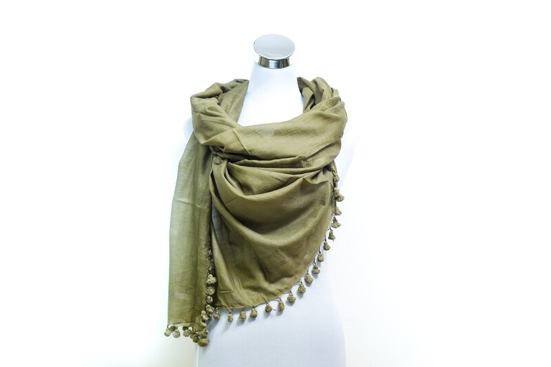Silk-Cotton Handloom Scarf - Crete / Golden