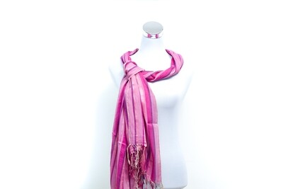 Cotton-Viscose -Warp Stripe Handloom Scarf -Razzmatazz &amp; Carissma