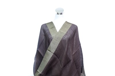 Linen-Border Silk Handloom Scarf - Melanzane &amp; Mongoose