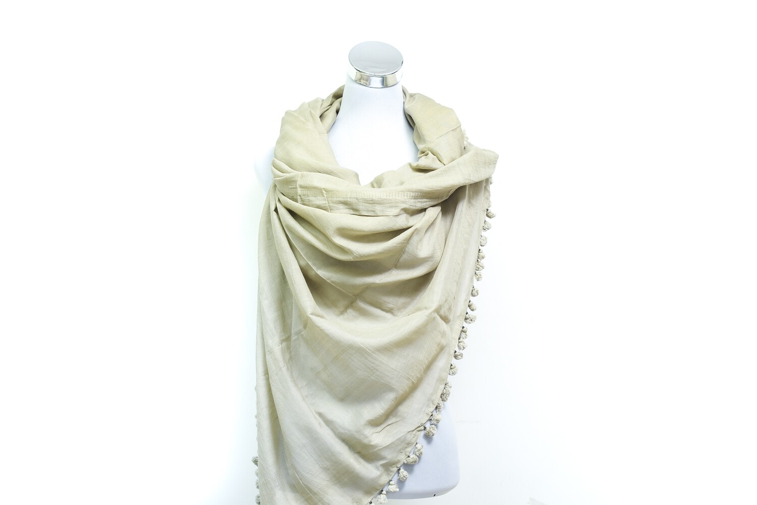 Silk-Cotton Handloom Scarf - Loafer / Cream