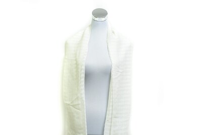 Cotton-Linen -Twill Stripe Handloom Scarf - Aqua Haze &amp; Off White