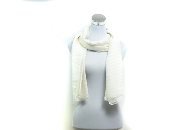 Cotton-Linen -Twill Stripe Handloom Scarf - Aqua Haze &amp; Off White