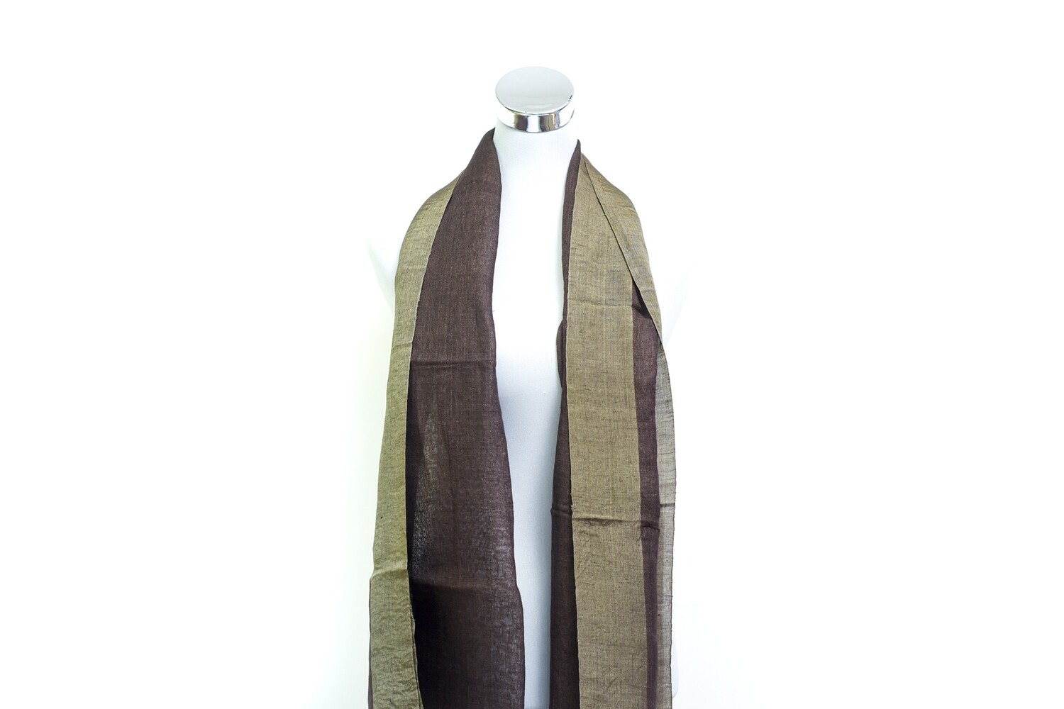 Linen-Border Silk Handloom Scarf - Melanzane &amp; Mongoose