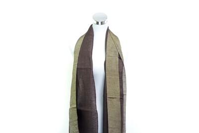 Linen-Border Silk Handloom Scarf - Melanzane &amp; Mongoose