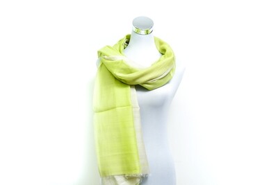 Organza Silk-Cotton -Tie &amp; Dye Handloom Scarf - Green &amp; Cream