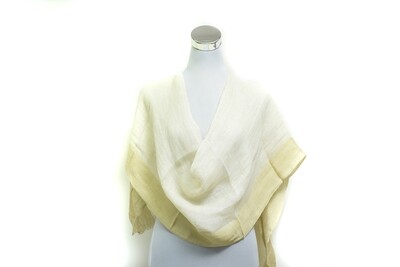 Linen-Border Silk Handloom Scarf - Mint Julep &amp; Catskill White