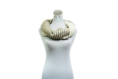 Cotton-Linen - Twill Stripe Handloom Scarf -  Hillary &amp; Off White