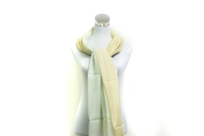 Organza Silk-Cotton-Tie &amp; Dye Handloom Scarf -Green Tinge &amp; Cream