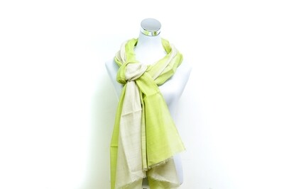 Organza Silk-Cotton -Tie &amp; Dye Handloom Scarf - Green &amp; Cream