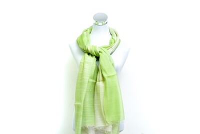 Organza Silk-Cotton -Tie &amp; Dye Handloom Scarf-Mantis, Parrotgreen