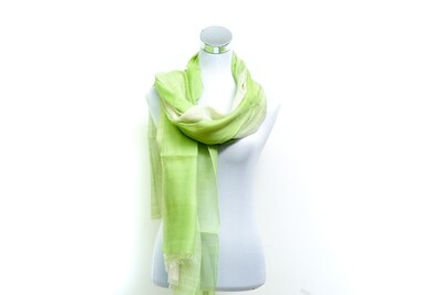 Organza Silk-Cotton -Tie &amp; Dye Handloom Scarf-Mantis, Parrotgreen