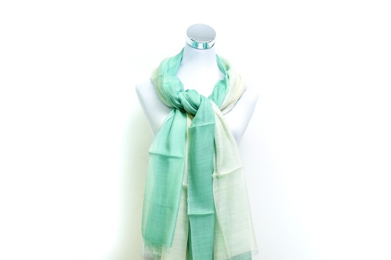 Organza Silk-Cotton - Tie &amp; Dye Handloom Scarf - Spray &amp; Feta