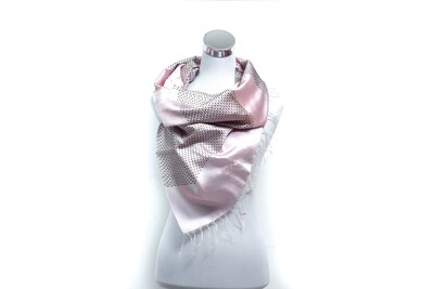 Organza-Silk-Cotton  Kantha Stitch Handloom Scarf - Baby Pink