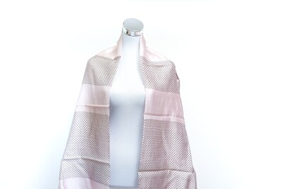 Organza-Silk-Cotton  Kantha Stitch Handloom Scarf - Baby Pink
