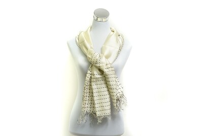 Organza-Silk-Cotton  Kantha Stitch Handloom Scarf - Wheatfield