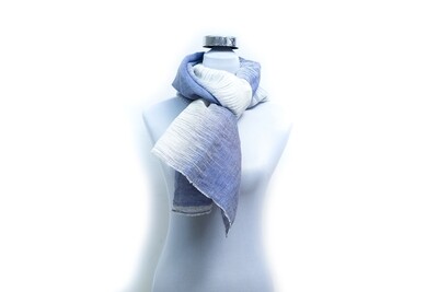 Cotton-Linen  Tie &amp; Dye Handloom Scarf - Mariner &amp; Cosmic Latte