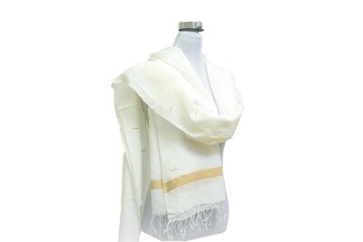 Cotton - Jamdani Handloom Scarf - Clear Day / Off White