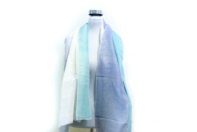 Cotton-Linen Tie&amp;Dye Handloom Scarf-Spray  Mariner &amp; Cosmic Latte