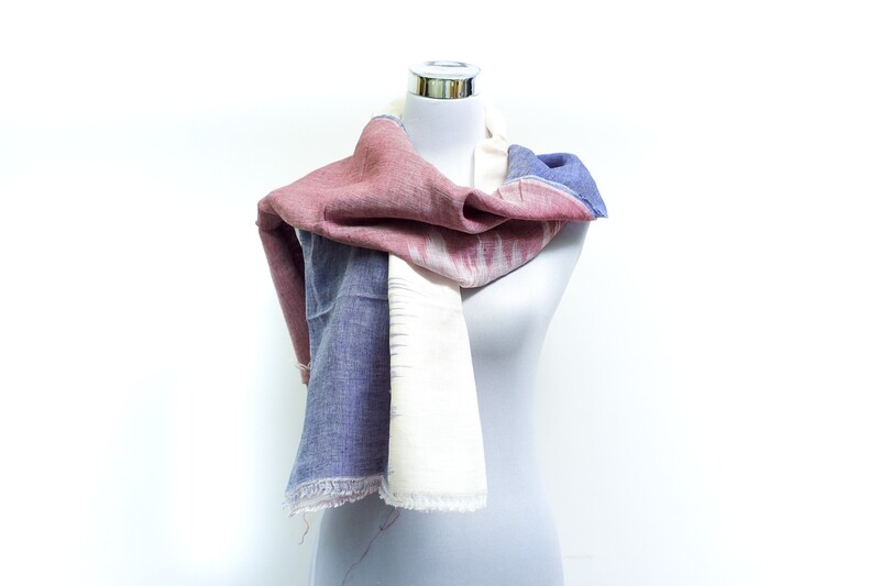 Cotton Linen Tie-Dye Handloom Scarf Cadillac Mariner,Cosmic Latte