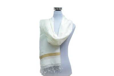 Cotton - Jamdani Handloom Scarf - Clear Day / Off White