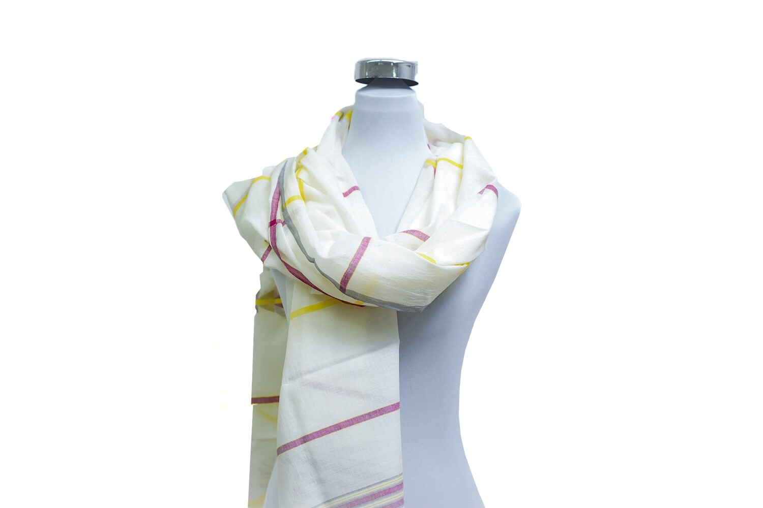 Cotton - Jamdani Handloom Scarf - White