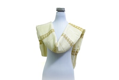 Tussar Silk-Cotton-Ghicha Handloom Scarf - Jacquard Design