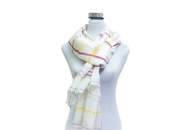 Cotton - Jamdani Handloom Scarf - White