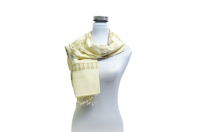Tussar Silk-Cotton-Ghicha Handloom Scarf - Jacquard Design