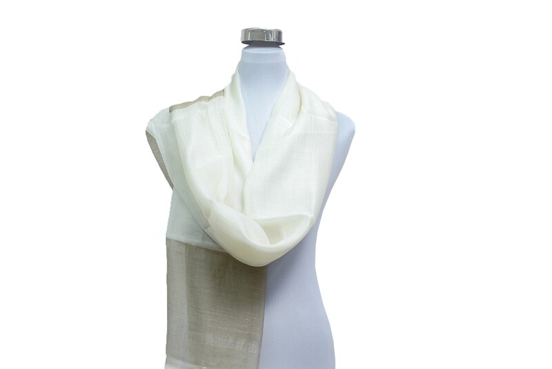 Organza Silk-Cotton with Zari - Zircon / Off White