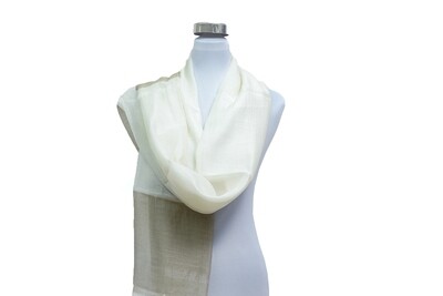 Organza Silk-Cotton with Zari - Zircon / Off White