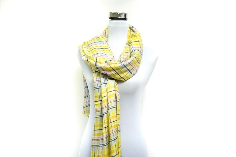 Woollen Handloom Scarf - Yellow Checked