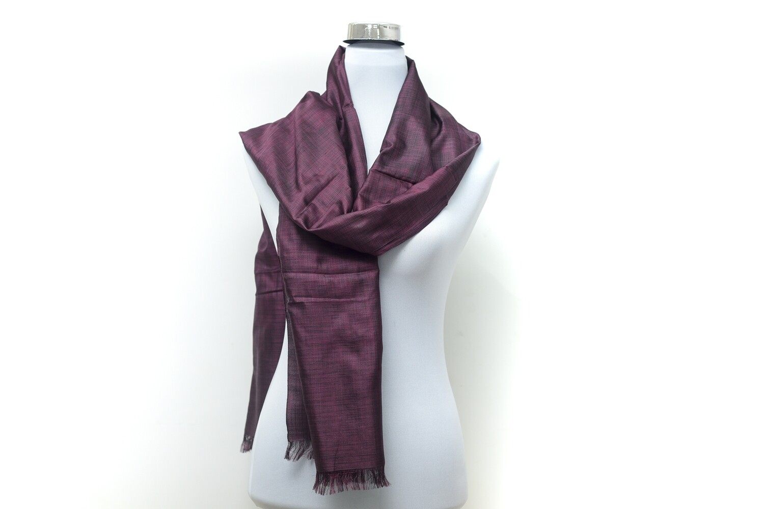 Satin Silk Handloom Scarf - Tawny Port / Maroon / Brown