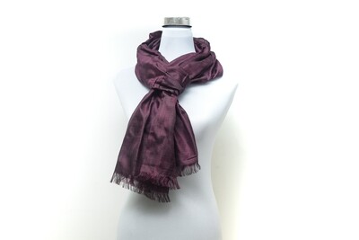 Satin Silk Handloom Scarf - Tawny Port / Maroon / Brown
