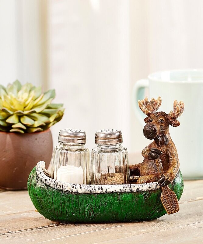Moose in Canoe Salt & Pepper Shaker
