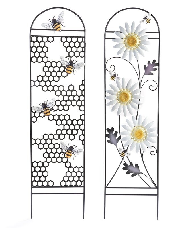 Metal Garden Trellis - Bee & Honeycomb/Bee & Daisies