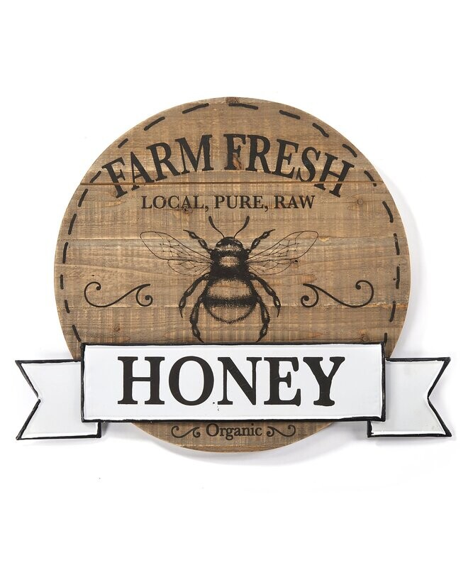 Wooden Farm Fresh Honey Bee Sign