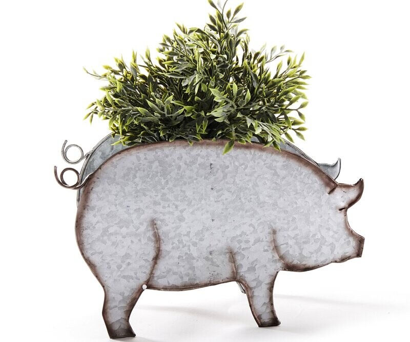 Tin Pig Plant Holder