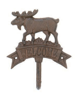 Cast Iron Moose Welcome Hook