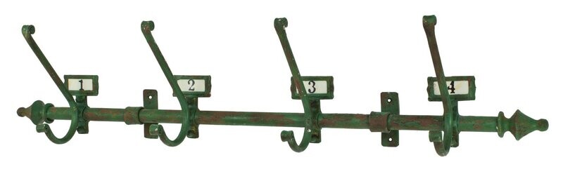 4-Hook Wall Rack, Antique Green