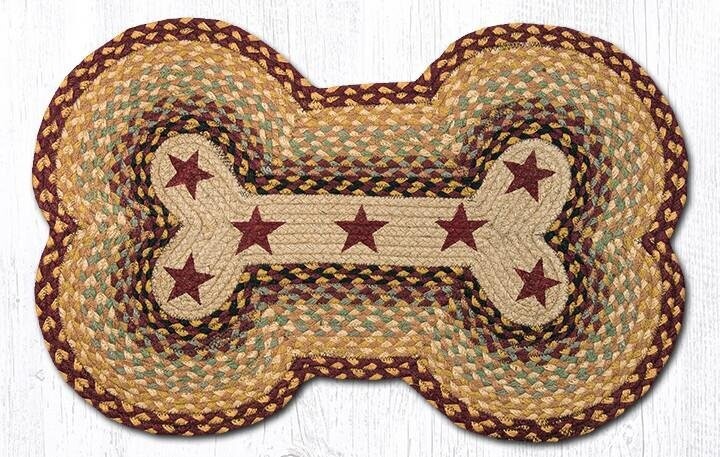 Dog Bone Rug - Burgundy Stars