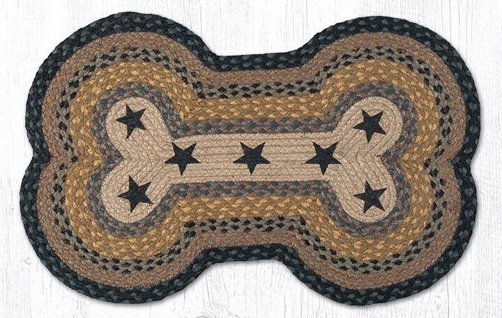 Dog Bone Rug - Black Stars
