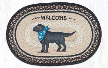 Black Lab Welcome Oval Patch Braided Rug