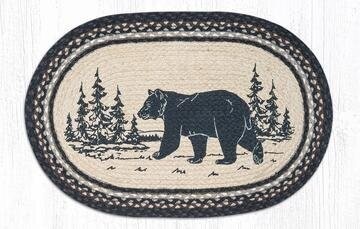 Bear Silhouette Oval Patch Braided Rug
