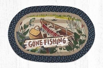Gone Fishing Oval Patch Braided Rug
