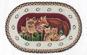 Fox Family Oval Patch Braided Rug